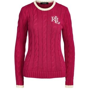 Lauren Ralph Lauren Pink Rounded Neck Womens Knit Sweater Size M [200876137001]